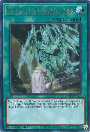 Return of the Dragon Lords (UR) (RA03-EN060) - Quarter Century Bonanza 1st Edition - Premium Yugioh Single from Konami - Just $0.25! Shop now at Game Crave Tournament Store