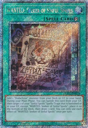 WANTED: Seeker of Sinful Spoils (Platinum Secret Rare) (RA03-EN074) - Quarter Century Bonanza 1st Edition - Premium Yugioh Single from Konami - Just $6.70! Shop now at Game Crave Tournament Store