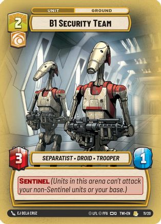 B1 Security Team (11/20) - Twilight of the Republic Weekly Play Promos Foil - Premium Star Wars: Unlimited Single from Twilight of the Republic: Weekly Play Promos - Just $0.38! Shop now at Game Crave Tournament Store