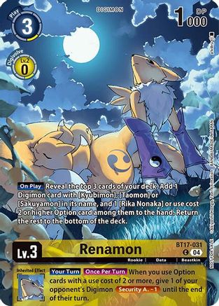 Renamon (Legend Pack 2024 Box Topper) (BT17-031) - Chain of Liberation Foil - Premium Digimon Single from Bandai - Just $8.46! Shop now at Game Crave Tournament Store