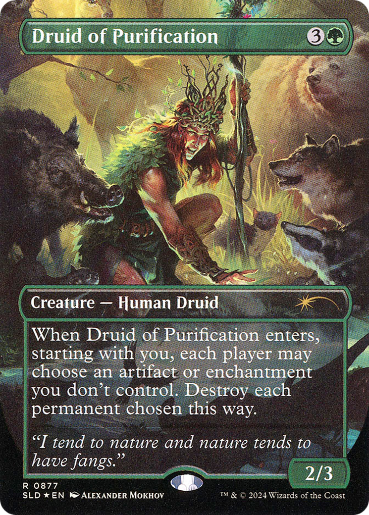 Druid of Purification (SLD-877) - Secret Lair Drop (Borderless) Foil - Premium MTG Single from Wizards of the Coast - Just $4.65! Shop now at Game Crave Tournament Store