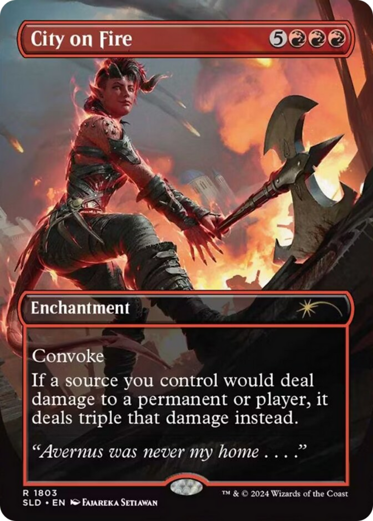City on Fire (SLD-1803) - Secret Lair Drop (Borderless) - Premium MTG Single from Wizards of the Coast - Just $8.62! Shop now at Game Crave Tournament Store