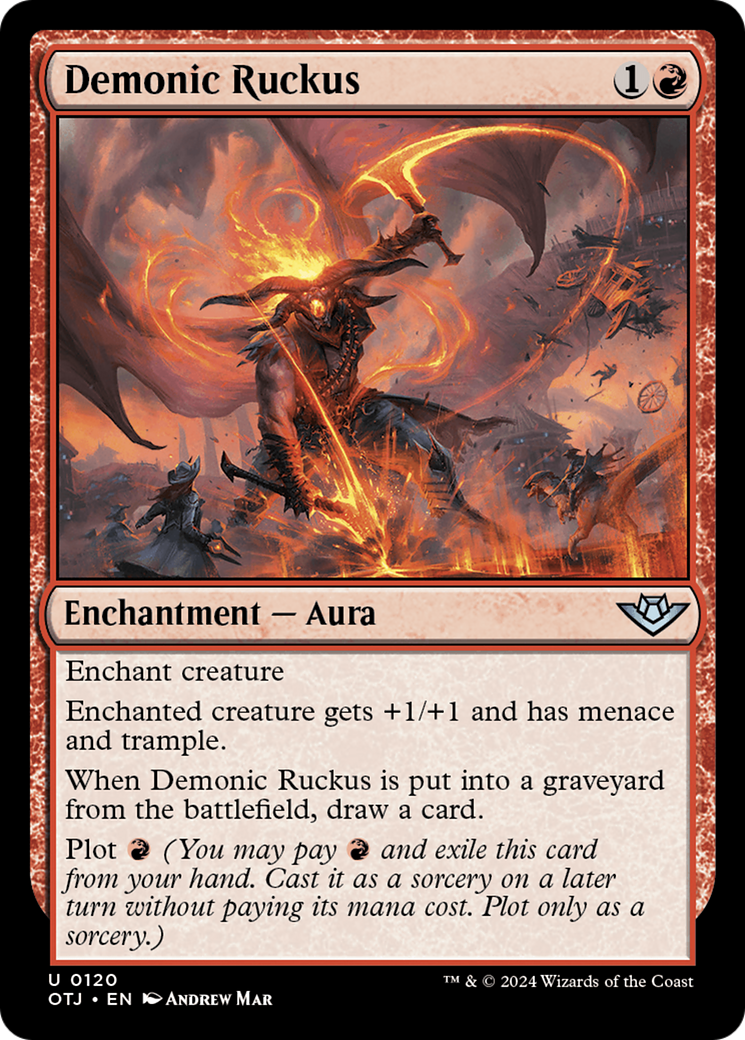 Demonic Ruckus (OTJ-120) - Outlaws of Thunder Junction Foil - Premium MTG Single from Wizards of the Coast - Just $0.26! Shop now at Game Crave Tournament Store