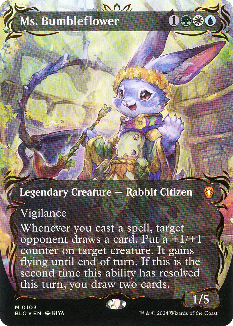 Ms. Bumbleflower (BLC-103) - Bloomburrow Commander (Borderless) Foil - Premium MTG Single from Wizards of the Coast - Just $498.01! Shop now at Game Crave Tournament Store