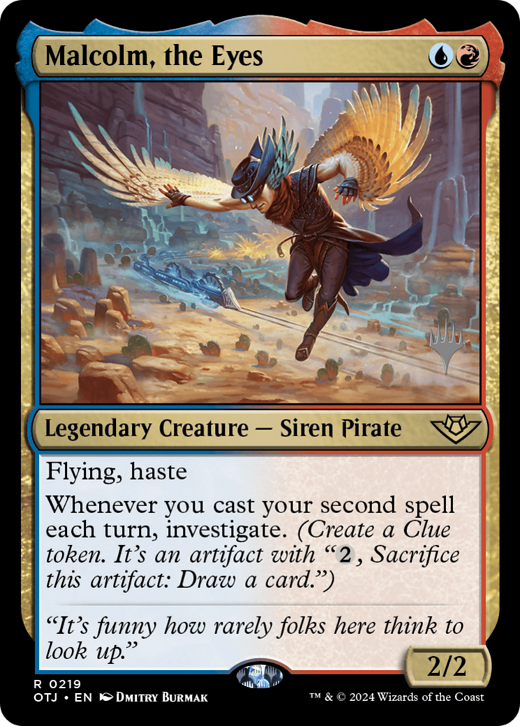 Malcolm, the Eyes (POTJ-219P) - Outlaws of Thunder Junction Promos - Premium MTG Single from Wizards of the Coast - Just $0.35! Shop now at Game Crave Tournament Store