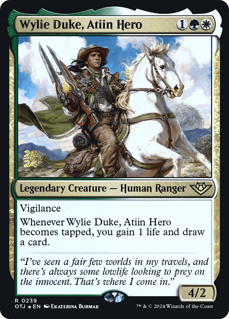Wylie Duke, Atiin Hero (POTJ-239S) - Outlaws of Thunder Junction Promos Foil - Premium MTG Single from Wizards of the Coast - Just $0.62! Shop now at Game Crave Tournament Store