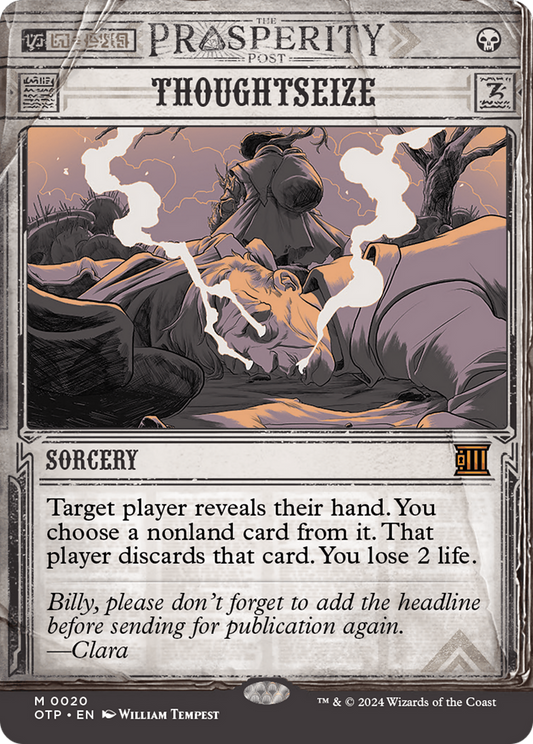 Thoughtseize (OTP-020) - Breaking News: (Showcase) (Borderless) - Premium MTG Single from Wizards of the Coast - Just $3.71! Shop now at Game Crave Tournament Store