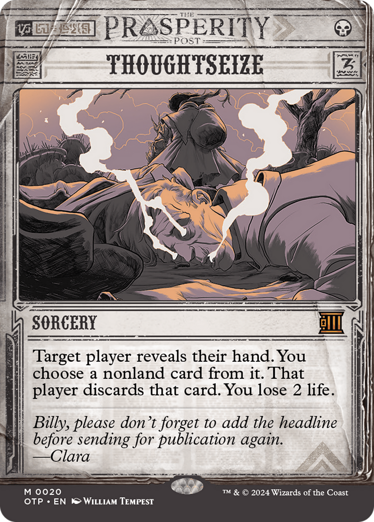 Thoughtseize (OTP-020) - Breaking News: (Showcase) (Borderless) Foil - Premium MTG Single from Wizards of the Coast - Just $7.18! Shop now at Game Crave Tournament Store