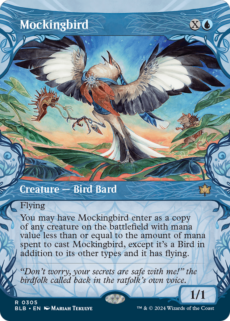Mockingbird (BLB-305) - Bloomburrow: (Showcase) Foil - Premium MTG Single from Wizards of the Coast - Just $10.80! Shop now at Game Crave Tournament Store