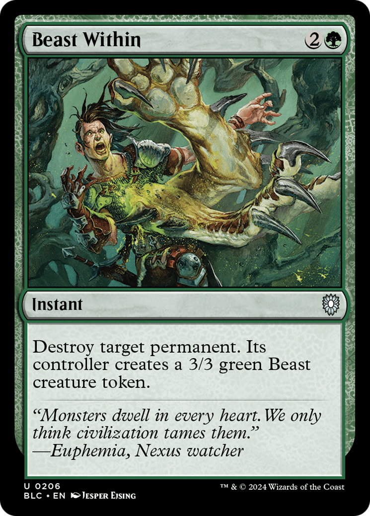 Beast Within (BLC-206) - Bloomburrow Commander - Premium MTG Single from Wizards of the Coast - Just $0.78! Shop now at Game Crave Tournament Store