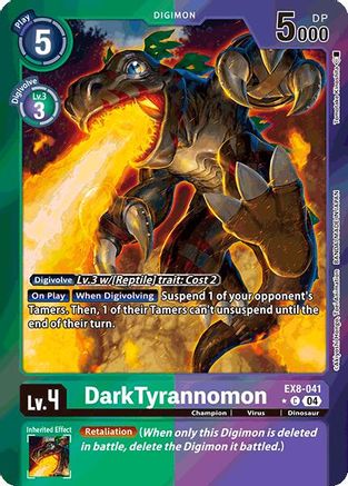 DarkTyrannomon (Limited Foil) (EX8-041) - Chain of Liberation Foil - Premium Digimon Single from Bandai - Just $1.30! Shop now at Game Crave Tournament Store