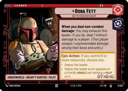 Boba Fett - Any Methods Necessary (009/262) - Jump to Lightspeed - Premium Star Wars: Unlimited Single from Fantasy Flight Games - Just $0.90! Shop now at Game Crave Tournament Store
