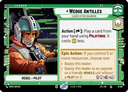 Wedge Antilles - Leader of Red Squadron (008/262) - Jump to Lightspeed - Premium Star Wars: Unlimited Single from Fantasy Flight Games - Just $0.08! Shop now at Game Crave Tournament Store
