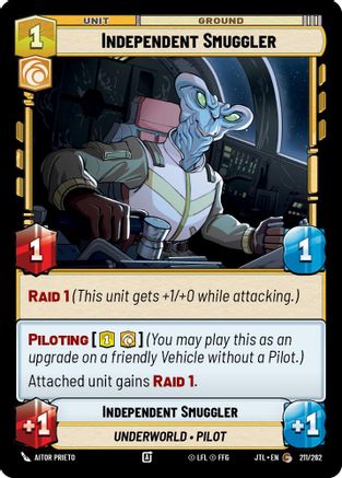 Independent Smuggler (211/262) - Jump to Lightspeed - Premium Star Wars: Unlimited Single from Fantasy Flight Games - Just $0.08! Shop now at Game Crave Tournament Store