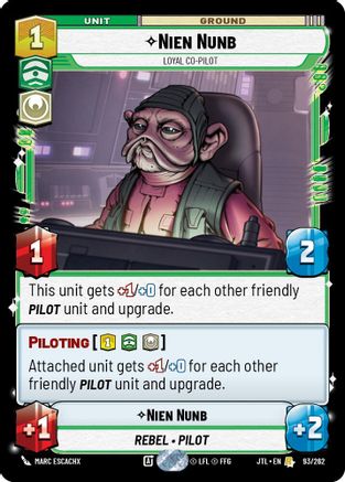 Nien Nunb - Loyal Co-Pilot (093/262) - Jump to Lightspeed - Premium Star Wars: Unlimited Single from Fantasy Flight Games - Just $0.13! Shop now at Game Crave Tournament Store