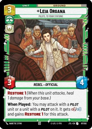 Leia Organa - Pilots, To Your Stations (097/262) - Jump to Lightspeed - Premium Star Wars: Unlimited Single from Fantasy Flight Games - Just $0.08! Shop now at Game Crave Tournament Store
