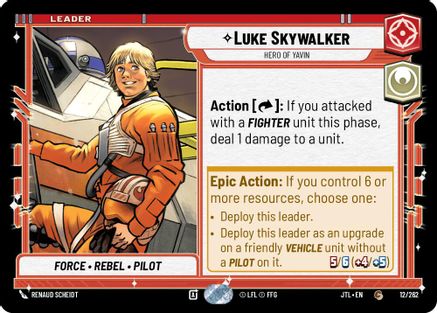 Luke Skywalker - Hero of Yavin (012/262) - Jump to Lightspeed - Premium Star Wars: Unlimited Single from Fantasy Flight Games - Just $0.08! Shop now at Game Crave Tournament Store