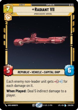 Radiant VII - Ambassadors' Arrival (226/262) - Jump to Lightspeed - Premium Star Wars: Unlimited Single from Fantasy Flight Games - Just $0.85! Shop now at Game Crave Tournament Store