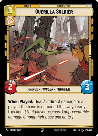 Guerilla Soldier (218/262) - Jump to Lightspeed - Premium Star Wars: Unlimited Single from Fantasy Flight Games - Just $0.08! Shop now at Game Crave Tournament Store