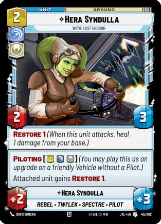 Hera Syndulla - We've Lost Enough (045/262) - Jump to Lightspeed - Premium Star Wars: Unlimited Single from Fantasy Flight Games - Just $0.08! Shop now at Game Crave Tournament Store