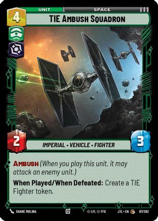 TIE Ambush Squadron (087/262) - Jump to Lightspeed - Premium Star Wars: Unlimited Single from Fantasy Flight Games - Just $0.08! Shop now at Game Crave Tournament Store
