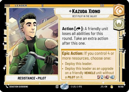 Kazuda Xiono - Best Pilot in the Galaxy (018/262) - Jump to Lightspeed - Premium Star Wars: Unlimited Single from Fantasy Flight Games - Just $0.08! Shop now at Game Crave Tournament Store
