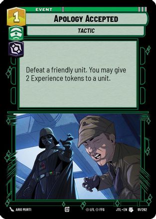 Apology Accepted (091/262) - Jump to Lightspeed - Premium Star Wars: Unlimited Single from Fantasy Flight Games - Just $0.08! Shop now at Game Crave Tournament Store