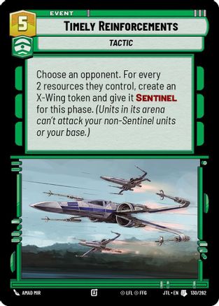 Timely Reinforcements (130/262) - Jump to Lightspeed - Premium Star Wars: Unlimited Single from Fantasy Flight Games - Just $0.08! Shop now at Game Crave Tournament Store