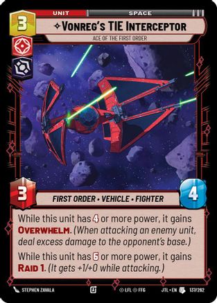 Vonreg's TIE Interceptor - Ace of the First Order (137/262) - Jump to Lightspeed - Premium Star Wars: Unlimited Single from Fantasy Flight Games - Just $0.08! Shop now at Game Crave Tournament Store