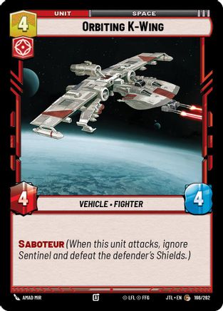 Orbiting K-Wing (166/262) - Jump to Lightspeed - Premium Star Wars: Unlimited Single from Fantasy Flight Games - Just $0.08! Shop now at Game Crave Tournament Store
