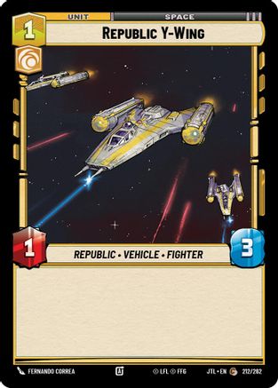 Republic Y-Wing (212/262) - Jump to Lightspeed - Premium Star Wars: Unlimited Single from Fantasy Flight Games - Just $0.08! Shop now at Game Crave Tournament Store