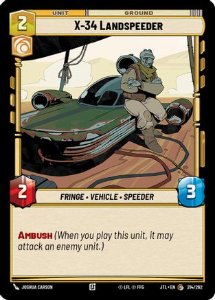 X-34 Landspeeder (214/262) - Jump to Lightspeed - Premium Star Wars: Unlimited Single from Fantasy Flight Games - Just $0.08! Shop now at Game Crave Tournament Store