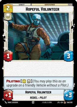 Hopeful Volunteer (246/262) - Jump to Lightspeed - Premium Star Wars: Unlimited Single from Fantasy Flight Games - Just $0.08! Shop now at Game Crave Tournament Store