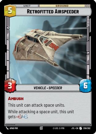 Retrofitted Airspeeder (259/262) - Jump to Lightspeed - Premium Star Wars: Unlimited Single from Fantasy Flight Games - Just $0.08! Shop now at Game Crave Tournament Store