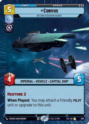 Corvus - Inferno Squadron Raider (Hyperspace) (300) - Jump to Lightspeed - Premium Star Wars: Unlimited Single from Fantasy Flight Games - Just $0.33! Shop now at Game Crave Tournament Store
