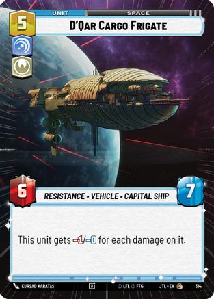 D'Qar Cargo Frigate (Hyperspace) (314) - Jump to Lightspeed - Premium Star Wars: Unlimited Single from Fantasy Flight Games - Just $0.08! Shop now at Game Crave Tournament Store