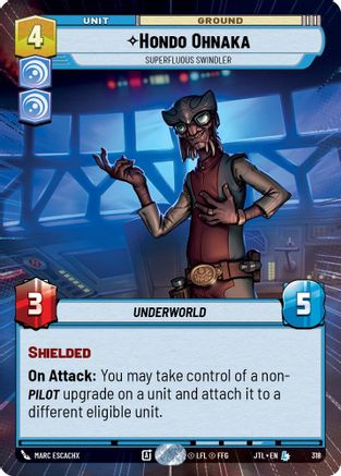 Hondo Ohnaka - Superfluous Swindler (Hyperspace) (318) - Jump to Lightspeed - Premium Star Wars: Unlimited Single from Fantasy Flight Games - Just $0.38! Shop now at Game Crave Tournament Store