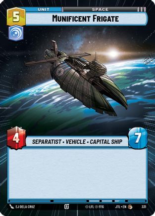 Munificent Frigate (Hyperspace) (331) - Jump to Lightspeed - Premium Star Wars: Unlimited Single from Fantasy Flight Games - Just $0.08! Shop now at Game Crave Tournament Store
