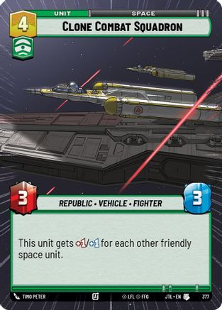 Clone Combat Squadron (Hyperspace) (377) - Jump to Lightspeed - Premium Star Wars: Unlimited Single from Fantasy Flight Games - Just $0.14! Shop now at Game Crave Tournament Store
