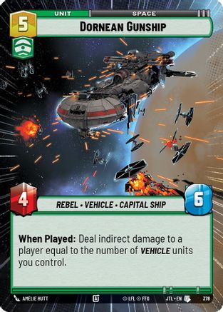 Dornean Gunship (Hyperspace) (378) - Jump to Lightspeed - Premium Star Wars: Unlimited Single from Fantasy Flight Games - Just $0.10! Shop now at Game Crave Tournament Store