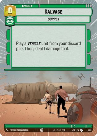 Salvage (Hyperspace) (383) - Jump to Lightspeed - Premium Star Wars: Unlimited Single from Fantasy Flight Games - Just $0.13! Shop now at Game Crave Tournament Store
