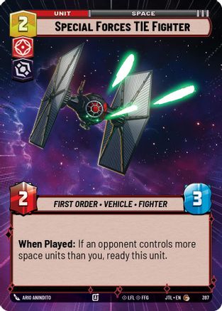 Special Forces TIE Fighter (Hyperspace) (397) - Jump to Lightspeed - Premium Star Wars: Unlimited Single from Fantasy Flight Games - Just $0.08! Shop now at Game Crave Tournament Store