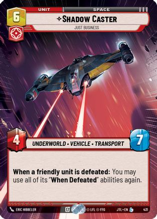 Shadow Caster - Just Business (Hyperspace) (431) - Jump to Lightspeed - Premium Star Wars: Unlimited Single from Fantasy Flight Games - Just $0.50! Shop now at Game Crave Tournament Store