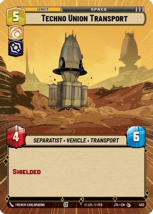 Techno Union Transport (Hyperspace) (452) - Jump to Lightspeed - Premium Star Wars: Unlimited Single from Fantasy Flight Games - Just $0.08! Shop now at Game Crave Tournament Store