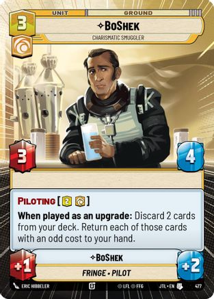 BoShek - Charismatic Smuggler (Hyperspace) (477) - Jump to Lightspeed - Premium Star Wars: Unlimited Single from Fantasy Flight Games - Just $0.12! Shop now at Game Crave Tournament Store
