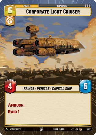 Corporate Light Cruiser (Hyperspace) (487) - Jump to Lightspeed - Premium Star Wars: Unlimited Single from Fantasy Flight Games - Just $0.08! Shop now at Game Crave Tournament Store