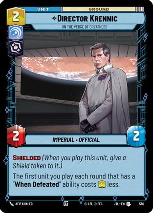 Director Krennic - On the Verge of Greatness (Foil) (530) - Jump to Lightspeed Foil - Premium Star Wars: Unlimited Single from Fantasy Flight Games - Just $0.08! Shop now at Game Crave Tournament Store