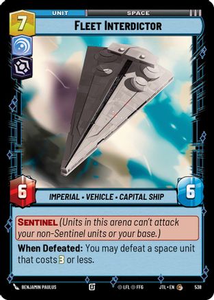 Fleet Interdictor (Foil) (538) - Jump to Lightspeed Foil - Premium Star Wars: Unlimited Single from Fantasy Flight Games - Just $0.08! Shop now at Game Crave Tournament Store