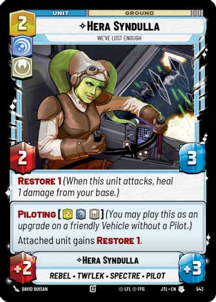 Hera Syndulla - We've Lost Enough (Foil) (543) - Jump to Lightspeed Foil - Premium Star Wars: Unlimited Single from Fantasy Flight Games - Just $0.09! Shop now at Game Crave Tournament Store