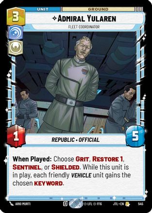 Admiral Yularen - Fleet Coordinator (Foil) (545) - Jump to Lightspeed Foil - Premium Star Wars: Unlimited Single from Fantasy Flight Games - Just $0.12! Shop now at Game Crave Tournament Store
